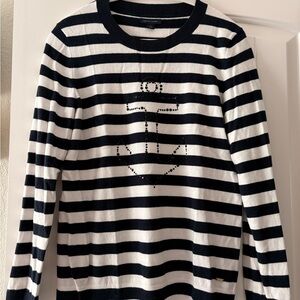 Tommy Hilfiger Navy and White Striped Sweater